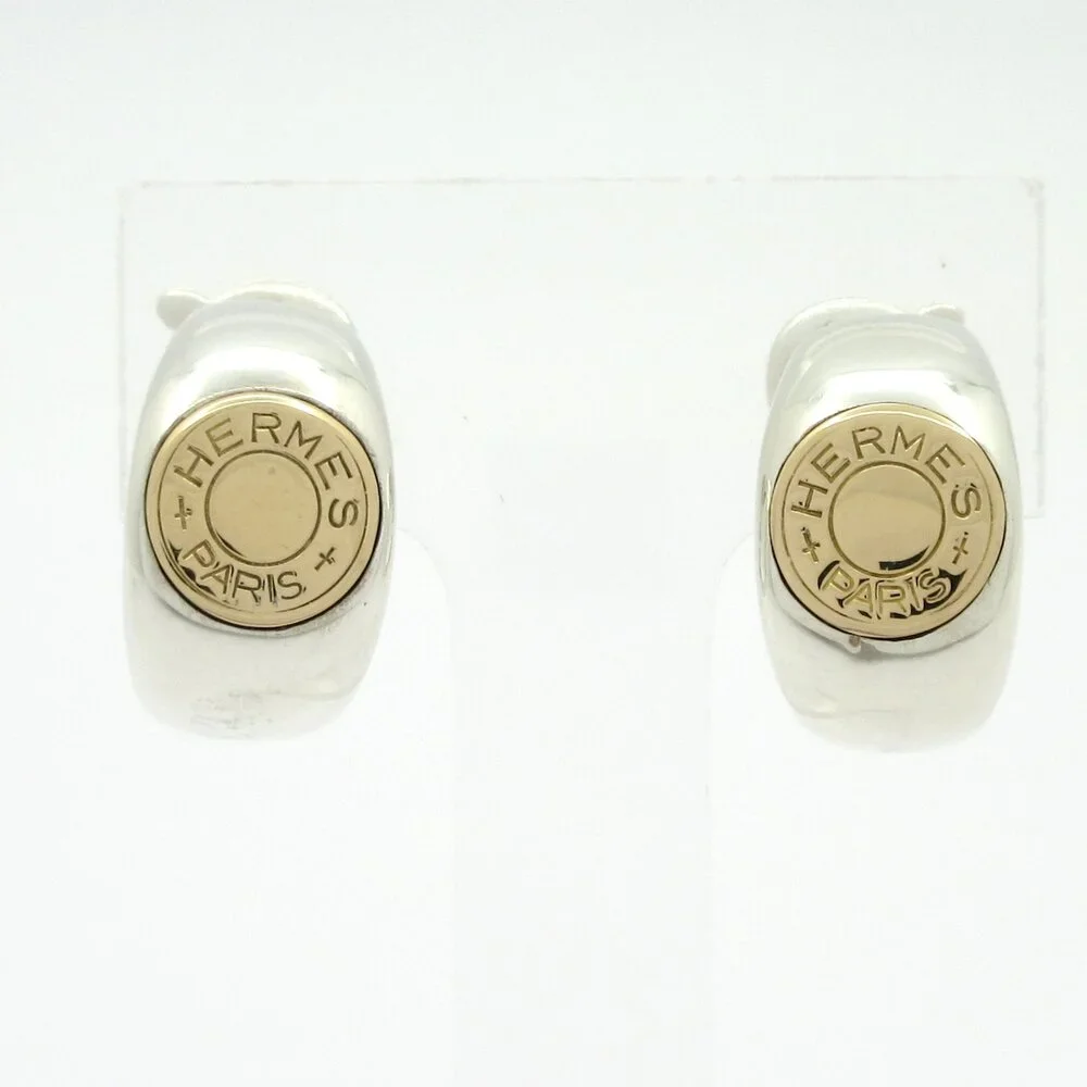 Hermès Selle Clip On Earrings Silver Gold